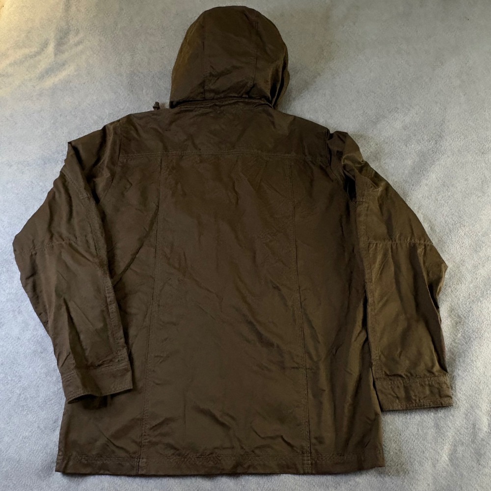 Kuhl Mens Hooded Field Jacket Brown Waxed Cotton Blend Utility Workwear Coat L - Picture 8 of 16